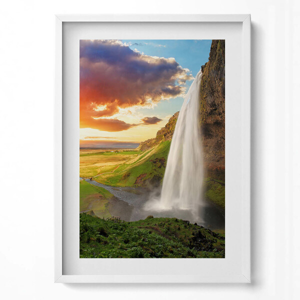 Obraz v rámu dekorativní Vodopád na Islandu