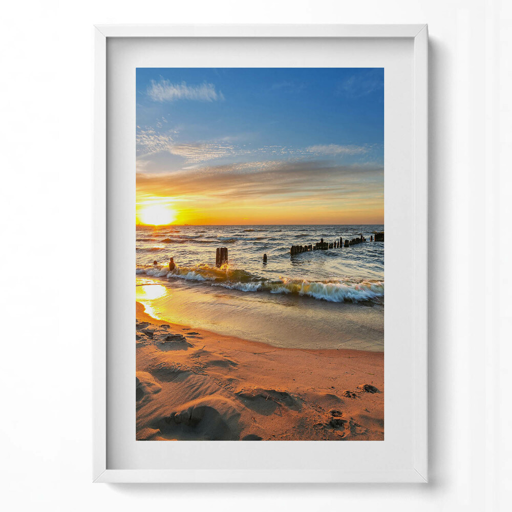 Obraz v rámu dekorativní Východ slunce nad mořem