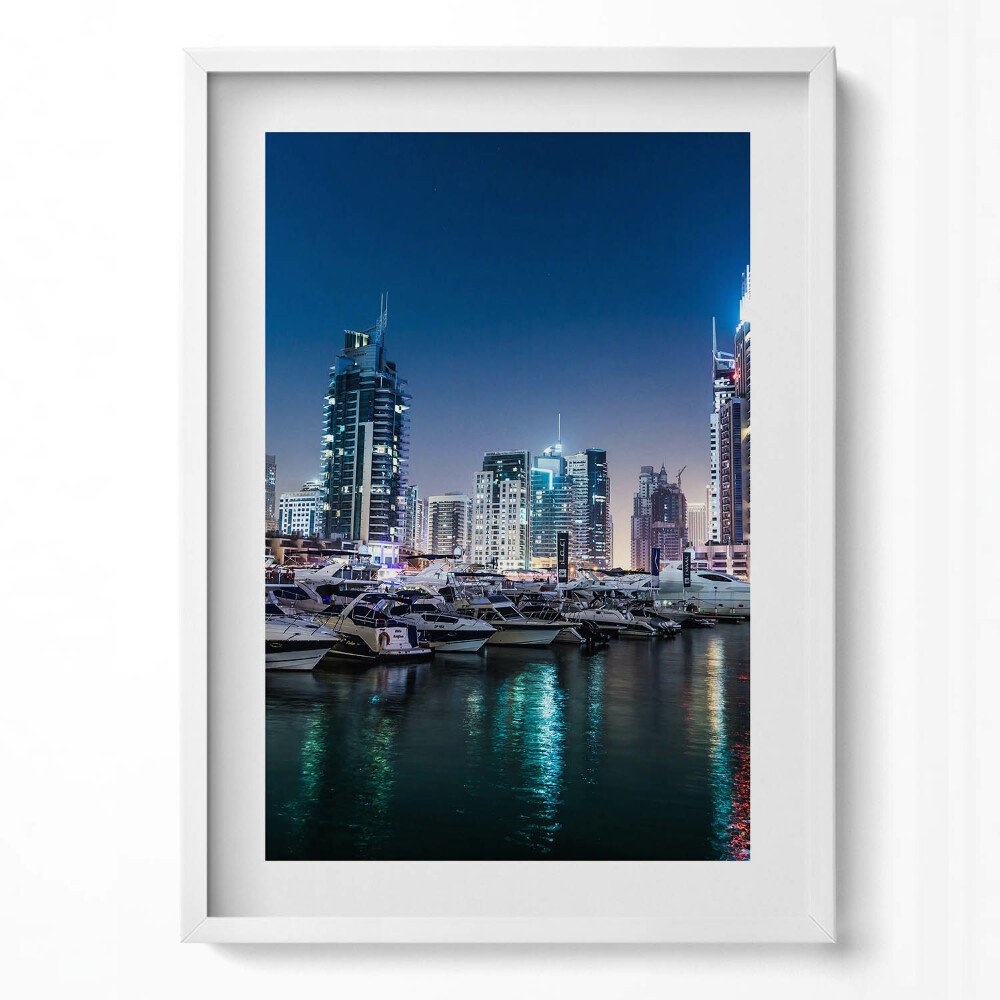 Obraz v rámu dekorativní Lodě ve městě v noci