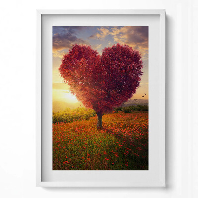 Obraz v rámu dekorativní Strom lásky ve tvaru srdce