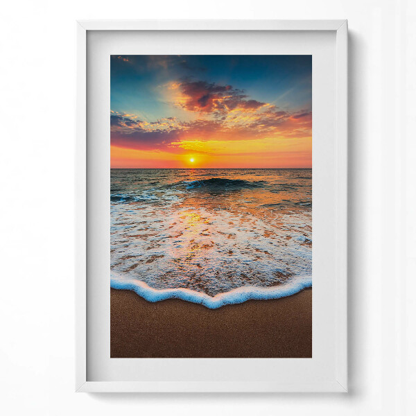 Obraz v rámu dekorativní Krajina zapadajícího slunce nad mořem