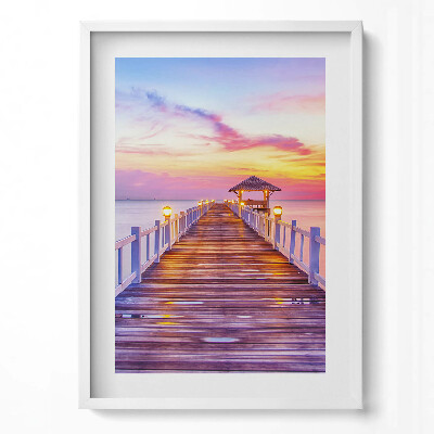 Obraz v rámu dekorativní Zalesněný most v přístavu