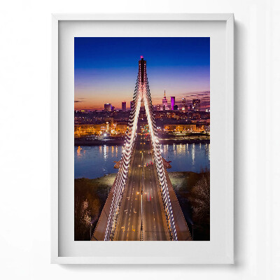 Obraz v rámu dekorativní Most a město večer