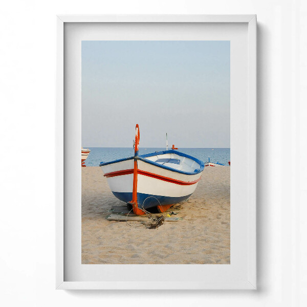 Obraz v rámu dekorativní Lodě na pláži