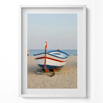 Obraz v rámu dekorativní Lodě na pláži
