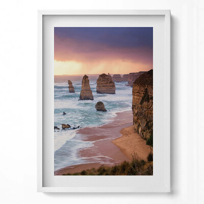 Obraz v rámu dekorativní Krajina přímořského útesu