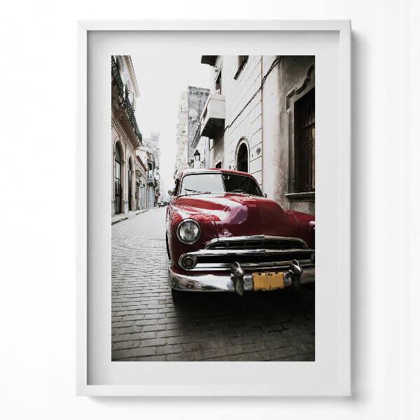 Obraz v rámu dekorativní Staré červené auto