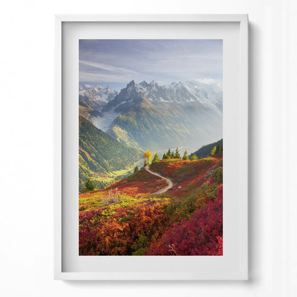 Obraz v rámu dekorativní Krajina hor a barevných luk