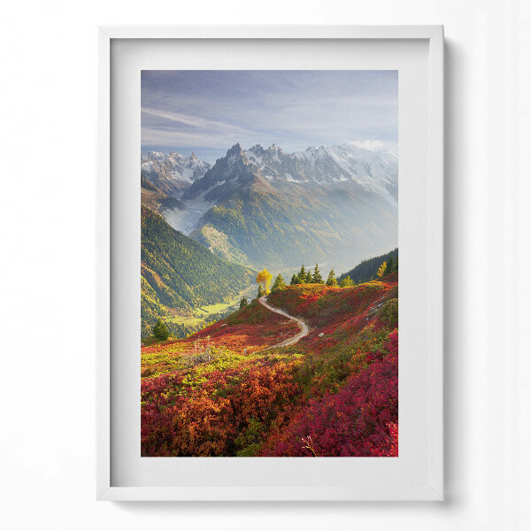 Obraz v rámu dekorativní Krajina hor a barevných luk