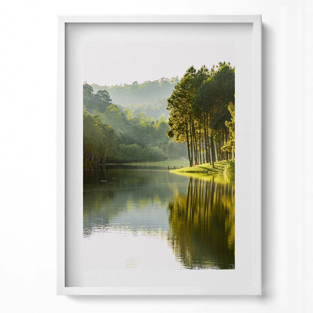 Obraz v rámu dekorativní Zelená říční krajina