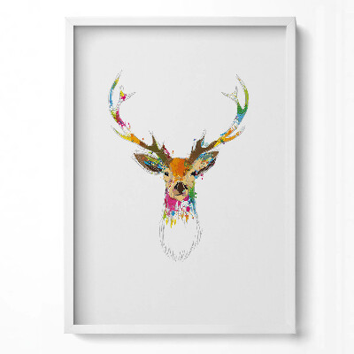 Obraz v rámu dekorativní Barevné jelení hlavy ilustrace