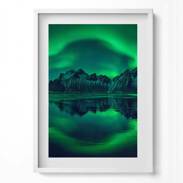 Obraz v rámu dekorativní Polární záře - zrcadlový odraz