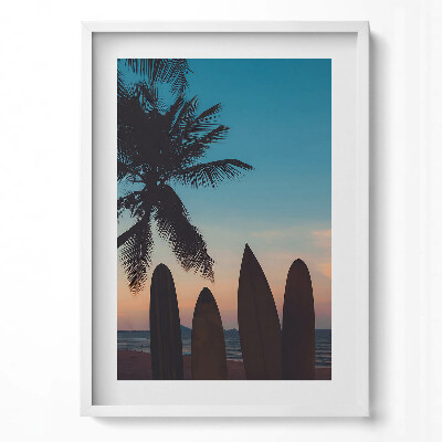 Obraz v rámu dekorativní Surfování na tropické pláži