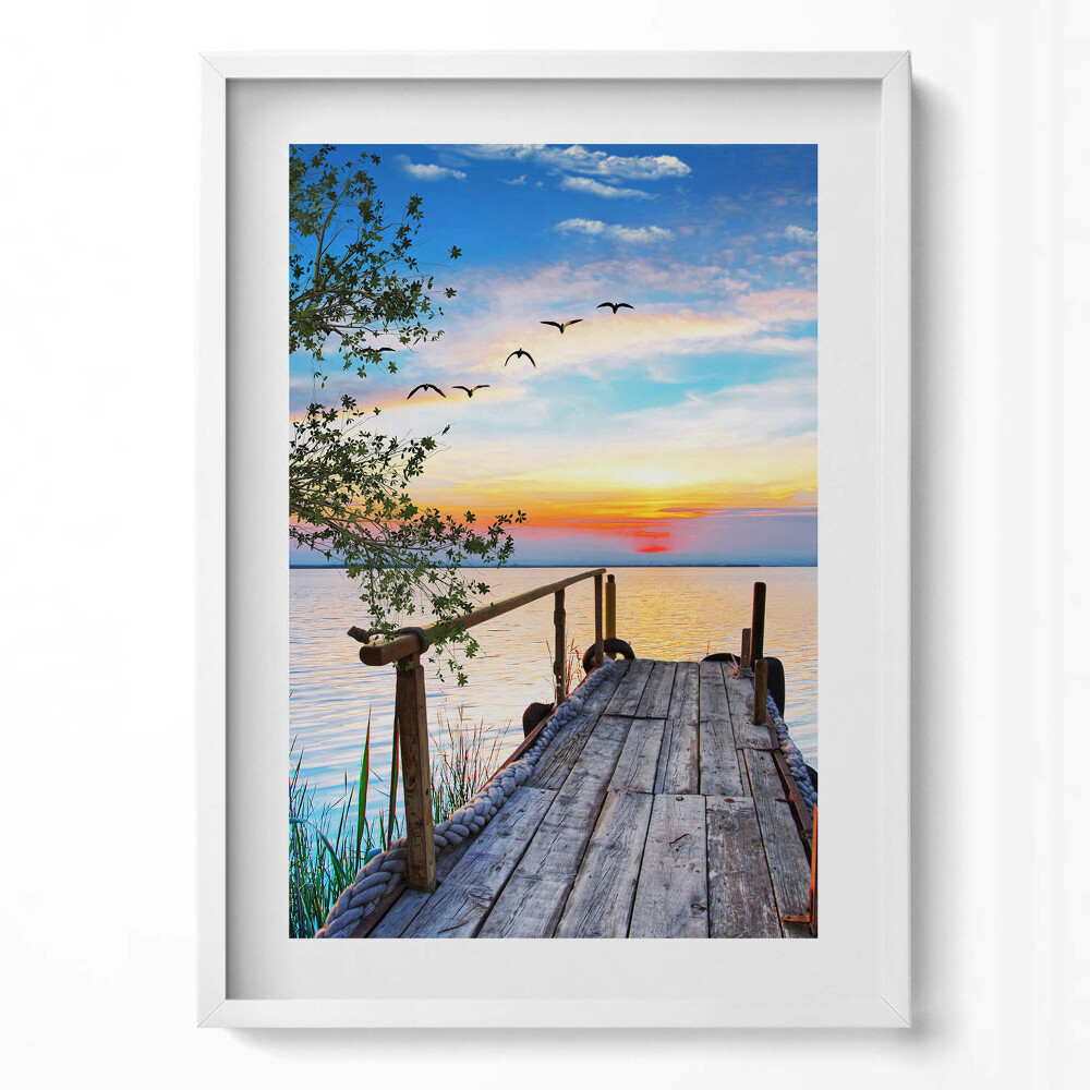 Obraz v rámu dekorativní Plachetnice na jezeře