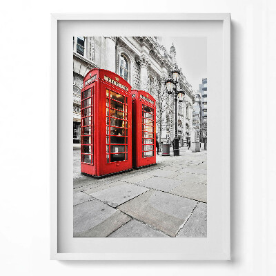 Obraz v rámu dekorativní Červené telefonní budky Londýn