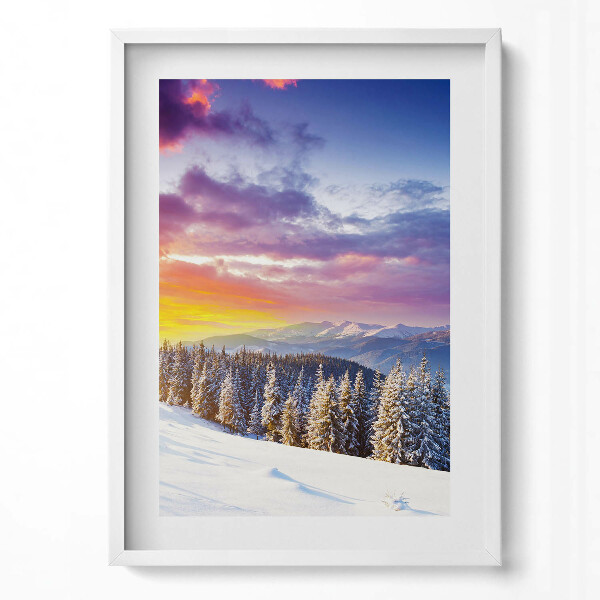 Obraz v rámu dekorativní Zimní horská krajina