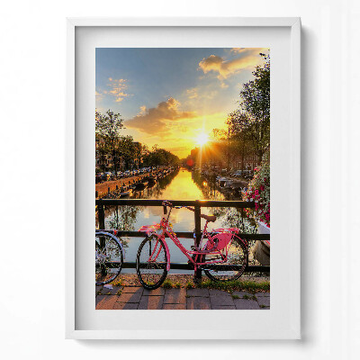 Obraz v rámu dekorativní Východ slunce nad Amsterdamem
