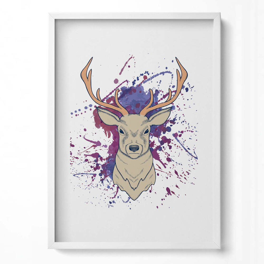 Obraz v rámu dekorativní Jelen vektorové ilustrace