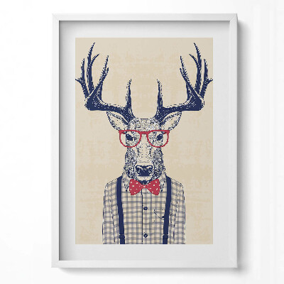 Obraz v rámu dekorativní Jelen v košili a jazzový luk