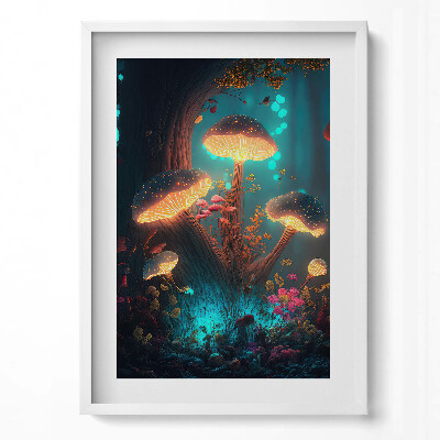 Obraz v rámu dekorativní Lesní a kouzelné houby