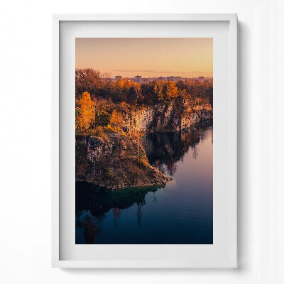 Obraz v rámu dekorativní Krakov, jezero Zakrzówek na podzim