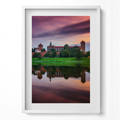 Obraz v rámu dekorativní Východ slunce královského hradu Wawel