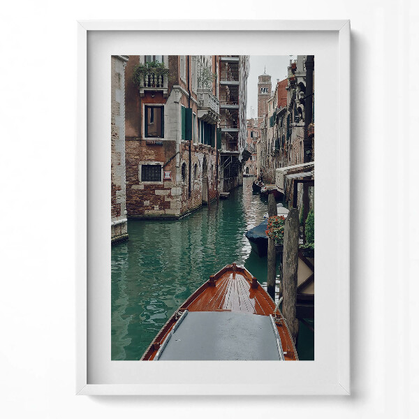 Obraz v rámu dekorativní Loď mezi kanály v Benátkách