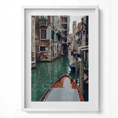 Obraz v rámu dekorativní Loď mezi kanály v Benátkách
