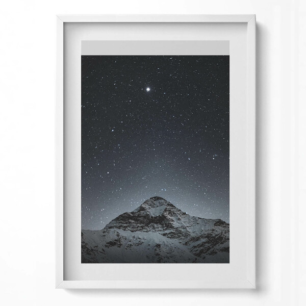 Obraz v rámu dekorativní Hora za hvězdné noci