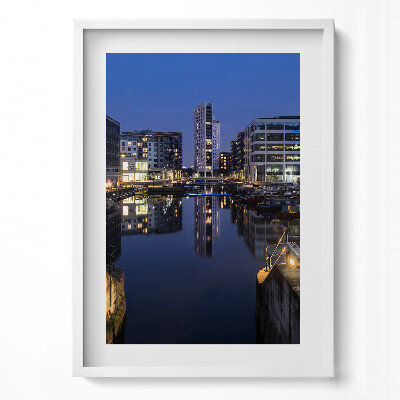 Obraz v rámu dekorativní Město Leeds v noci osvětlené