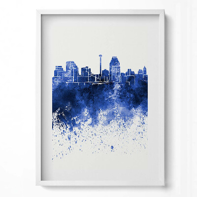 Obraz v rámu dekorativní Panorama San Antonio akvarelů