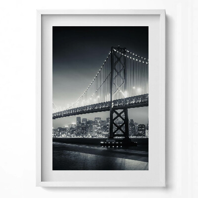 Obraz v rámu dekorativní Most v noci San Francisco