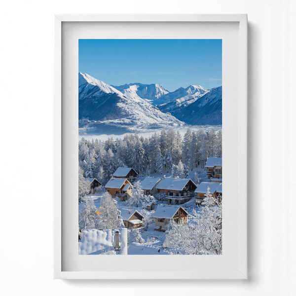 Obraz v rámu dekorativní Položte sníh v Alpách