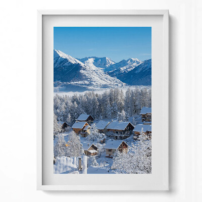 Obraz v rámu dekorativní Položte sníh v Alpách
