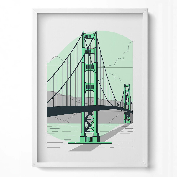 Obraz v rámu dekorativní Kresba mostu Golden Gate