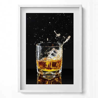 Obraz v rámu dekorativní Sklenka whisky