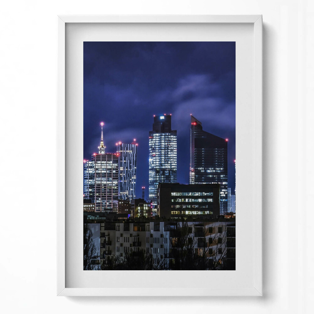 Obraz v rámu dekorativní Městské budovy v noci