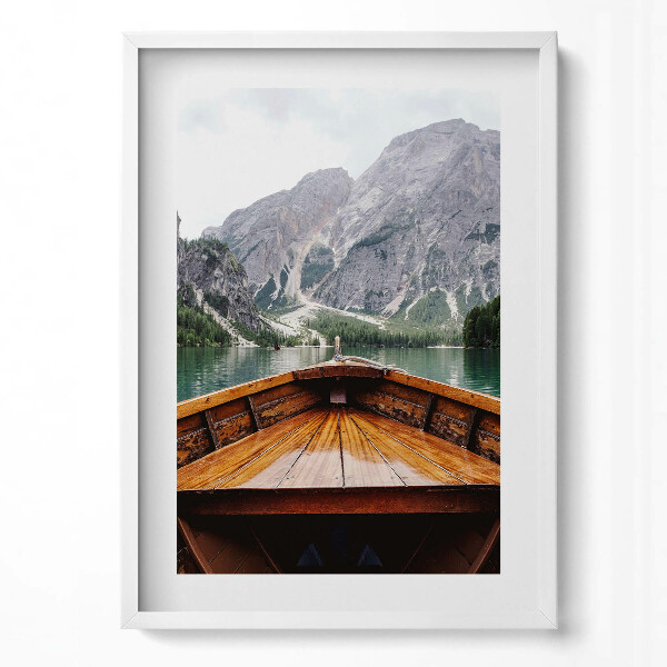 Obraz v rámu dekorativní Loď na horském jezeře