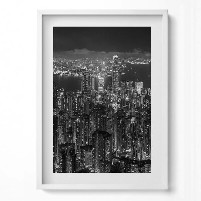 Obraz v rámu dekorativní Pohled na město v noci
