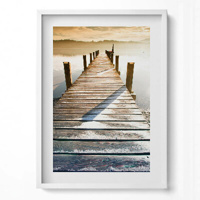 Obraz v rámu dekorativní Dřevěný most přes vodu