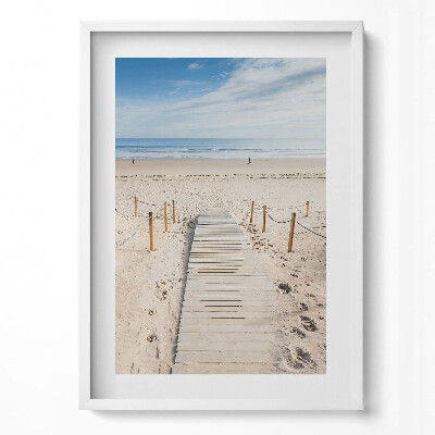Obraz v rámu dekorativní Dřevěná cesta na písku