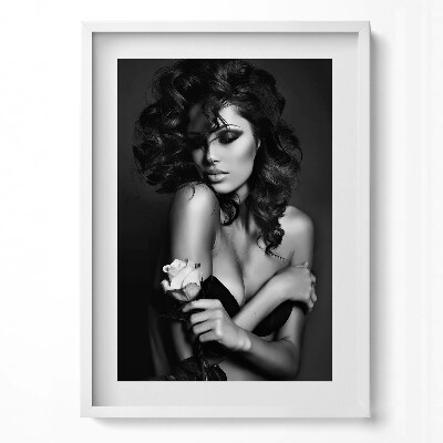 Obraz v rámu dekorativní Portrét krásné ženy s květinou