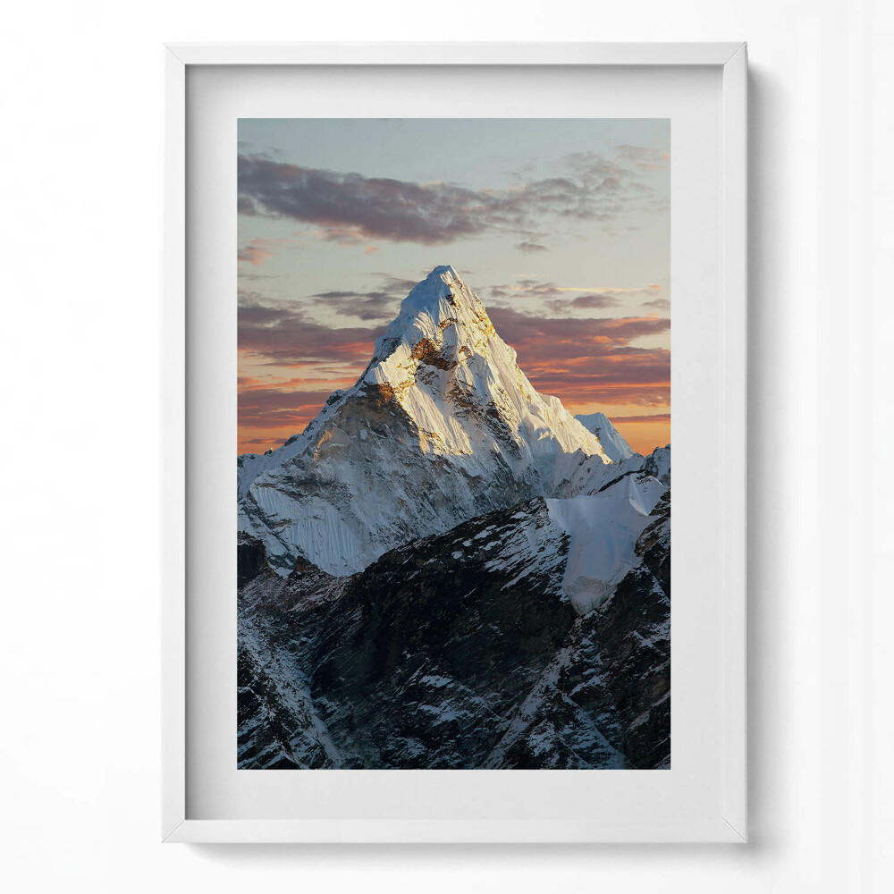 Obraz v rámu dekorativní Zasněžený vrchol hory