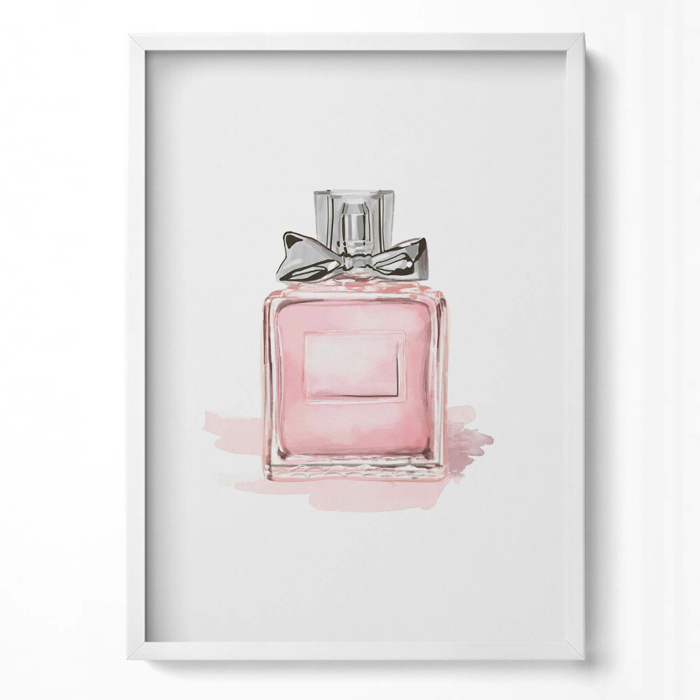 Obraz v rámu dekorativní Růžový parfém s mašlí