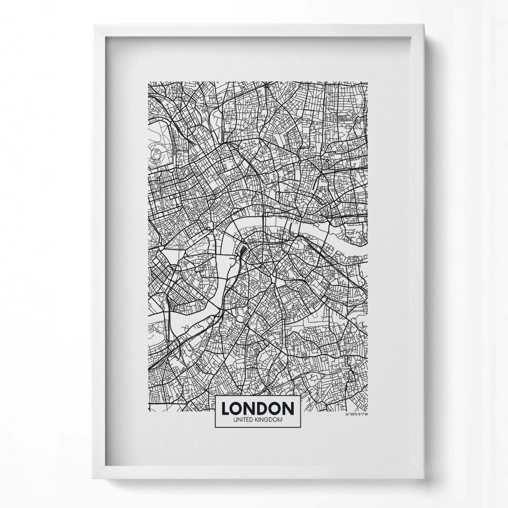 Obraz v rámu dekorativní Mapa města Londýn Anglie