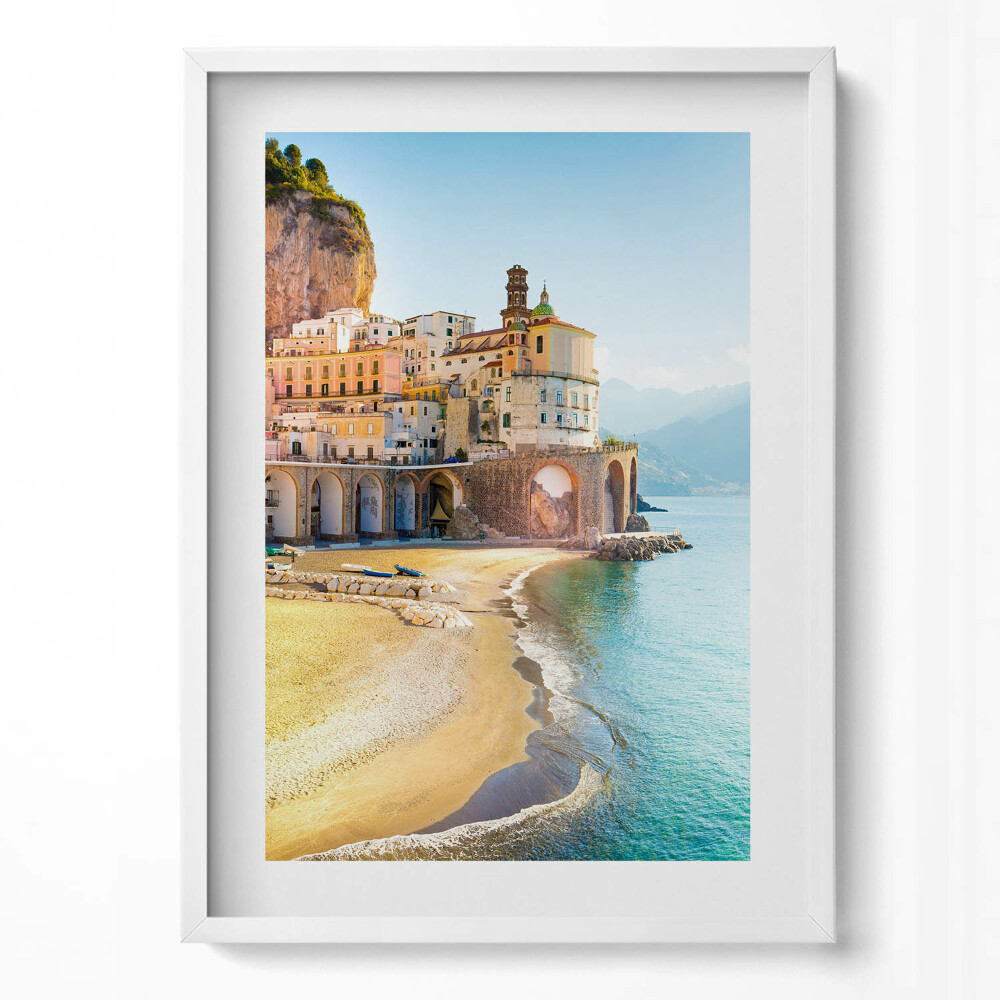 Obraz v rámu dekorativní Nábřeží s pláží a moře Itálie