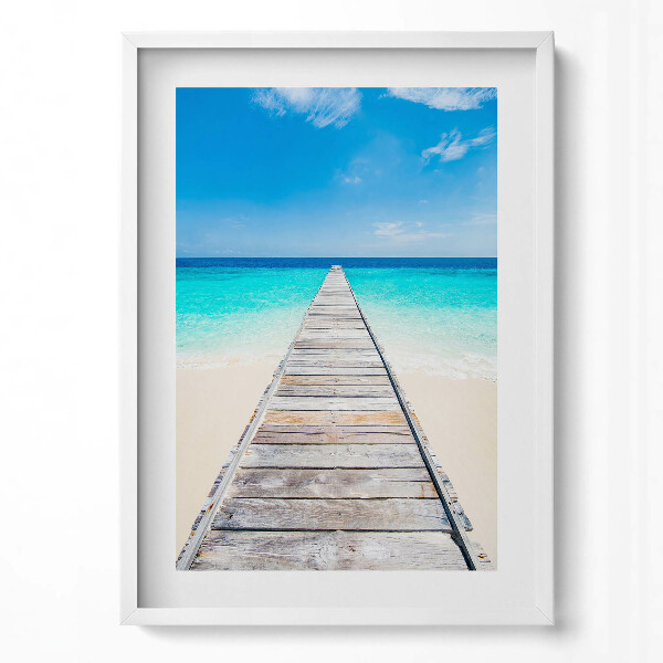 Obraz v rámu dekorativní Krajina dřevěného mola a oceánu