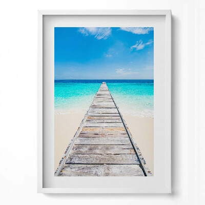 Obraz v rámu dekorativní Krajina dřevěného mola a oceánu