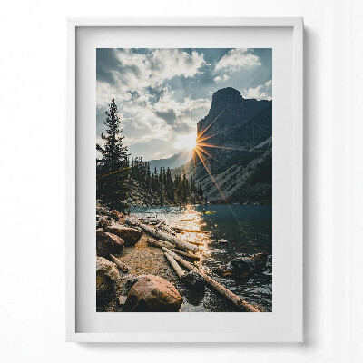 Obraz v rámu dekorativní Horská krajina na slunci