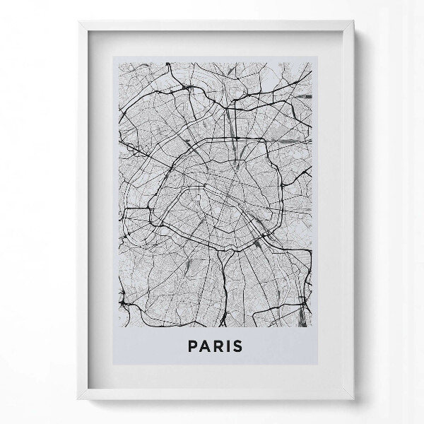 Obraz v rámu dekorativní Mapa města Paříž Francie